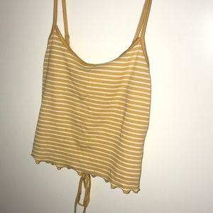 Mustard Striped Crop Tank w/ open tie backing
